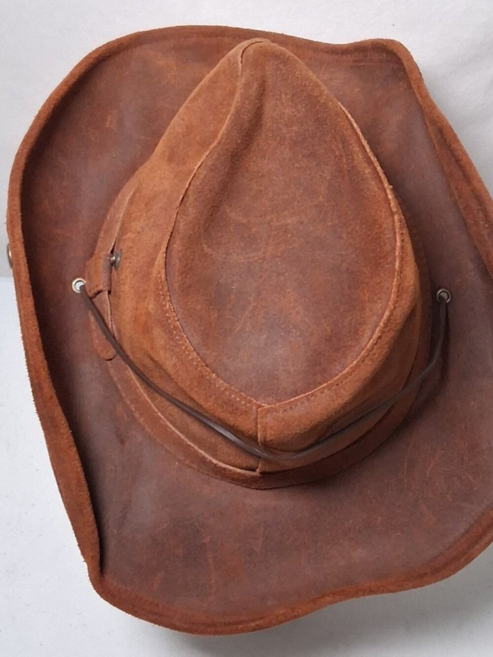 Minnetonka The Aussie Hat Small Brown Leather Outback Snap Boho Western Ranch - Picture 13 of 16